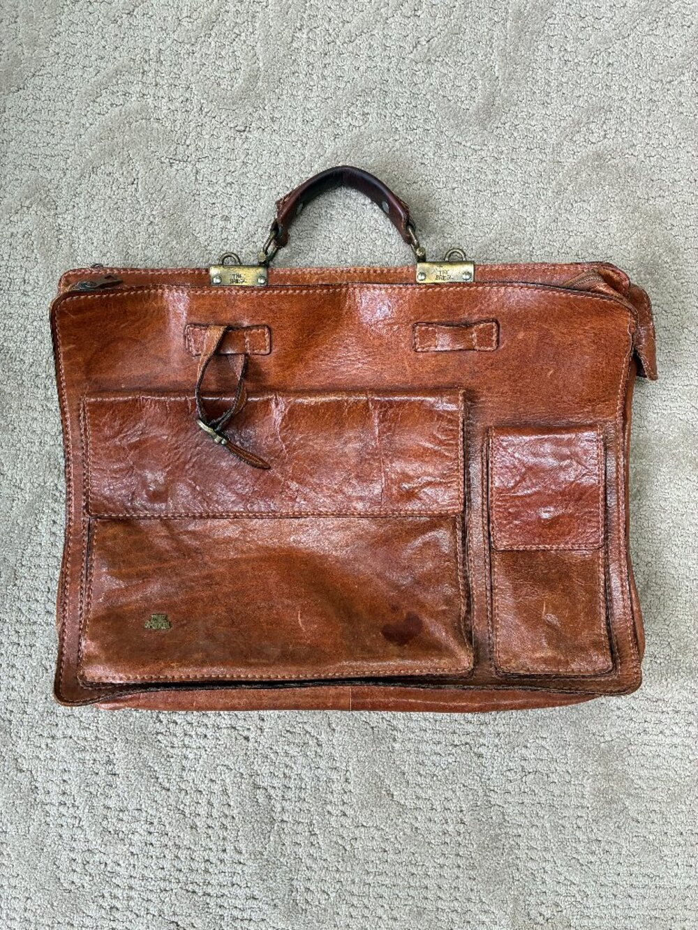 The Bridge Vintage Italian Leather Briefcase Brown